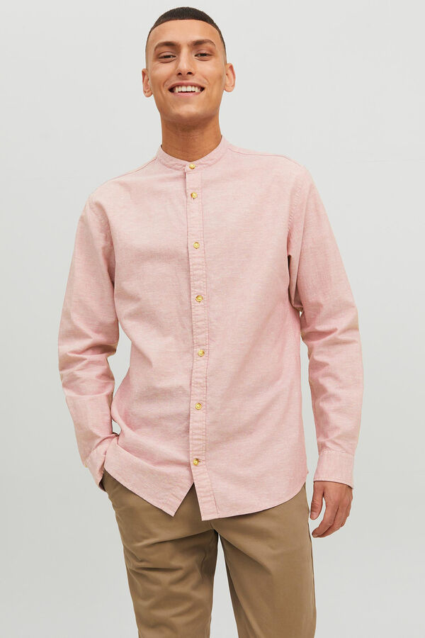 Jack & Jones Camisa lino manga larga gris