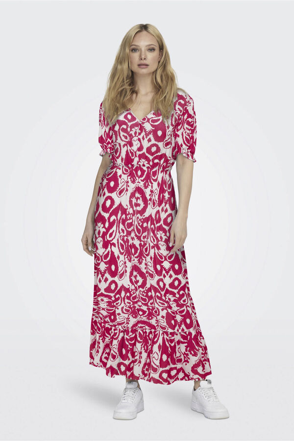 Only Vestido largo manga corta rojo