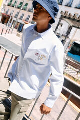 Springfield Camisa oxford riscas bordado azul