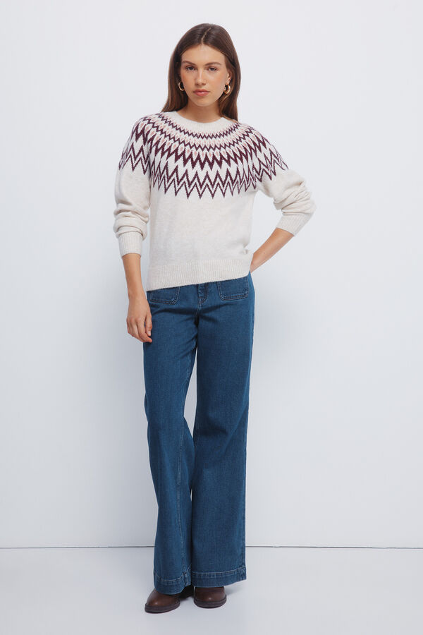 Springfield Camisola jacquard com bordas  vison