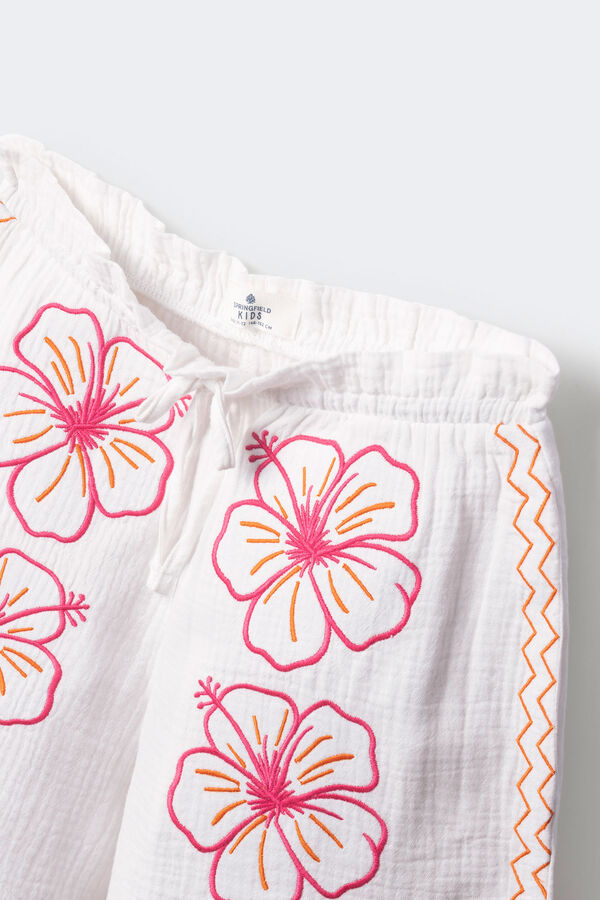 Springfield Kids Short bambula flores ni&ntilde;a blanco