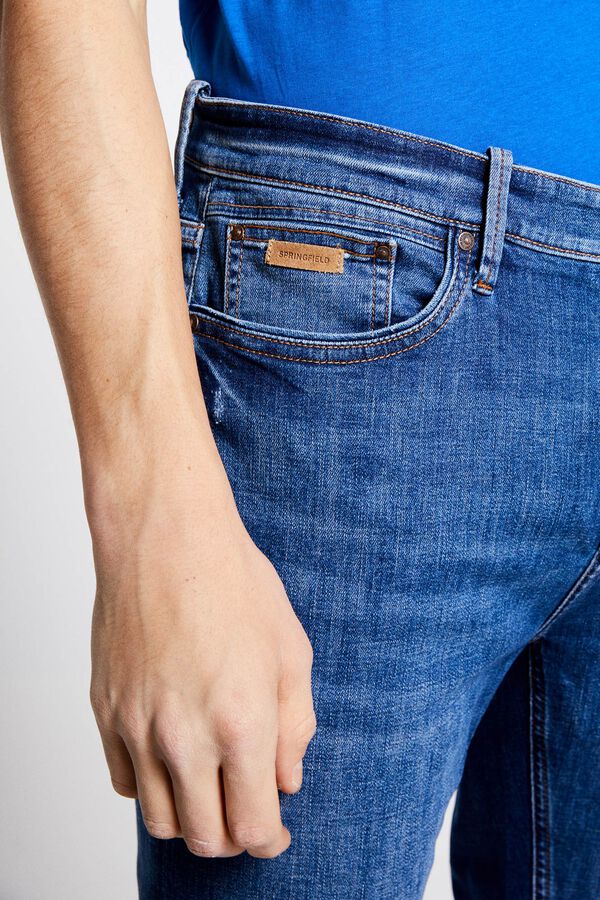 Springfield Jeans ligero slim lavado medio oscuro azul medio