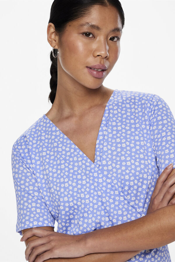 Pieces Vestido curto de manga curta azul