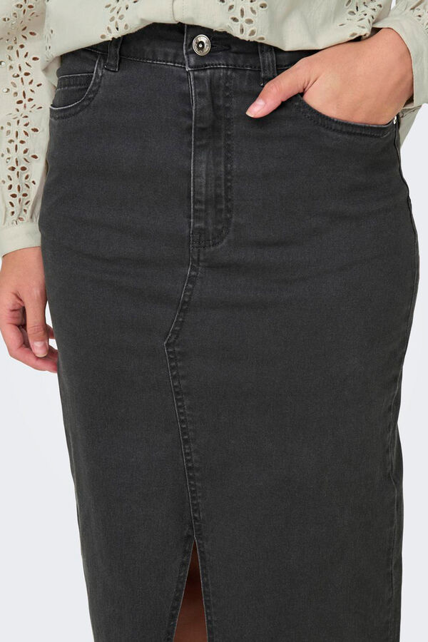 Only Falda midi ajustada de tiro alto negro