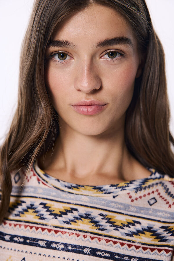 Springfield Camiseta combinada estampada cru