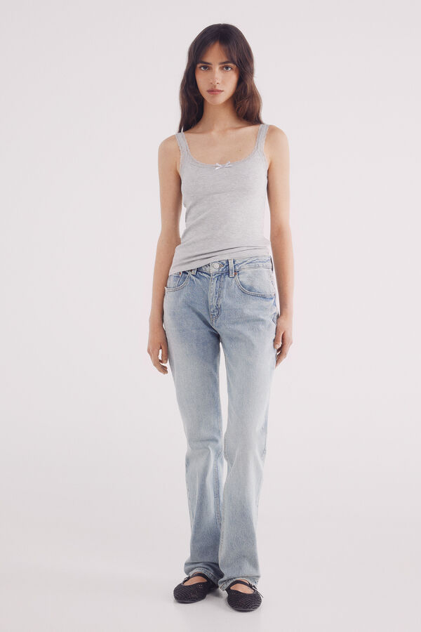 Springfield Camiseta tirantes puntilla escote gris