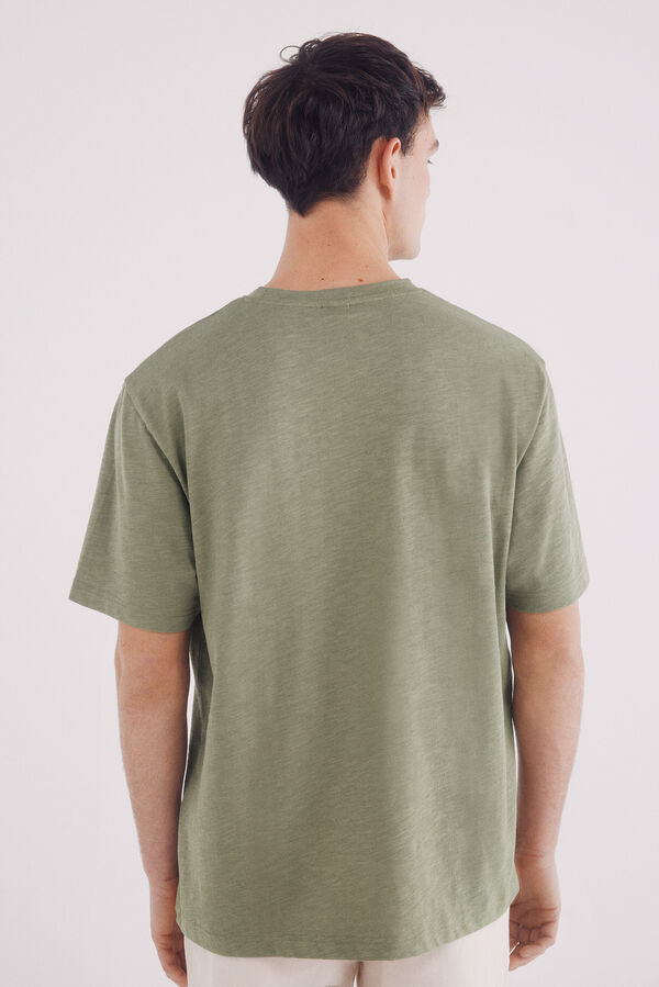 Springfield T-shirt algodão slub bege