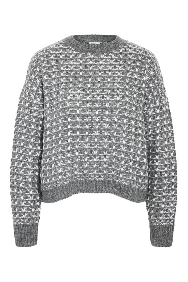 Noisy May camisola estruturado b&aacute;sico cinzento