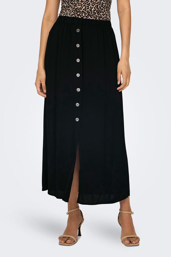Only Falda midi botones frontales negro