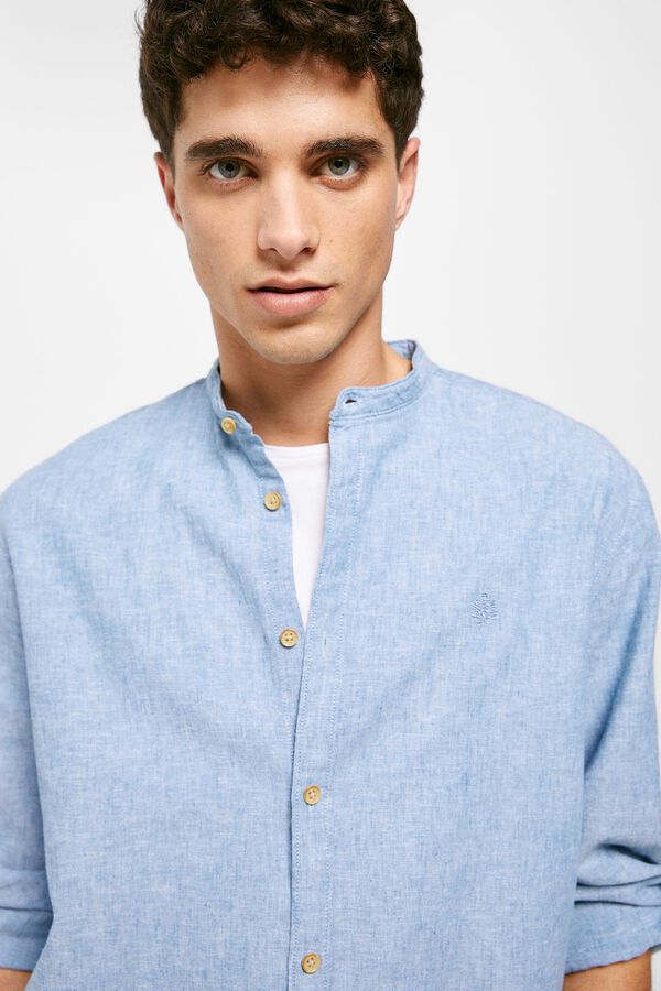 Springfield Camisa lino mao azul