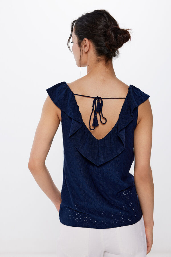 Springfield Camiseta Volantes Escote Espalda azul