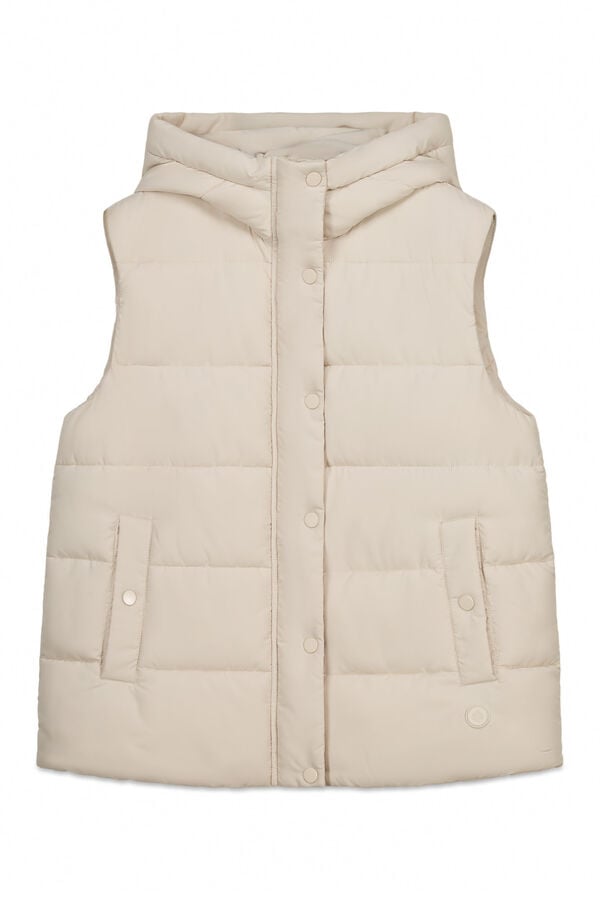 Springfield Chaleco acolchado con capucha beige