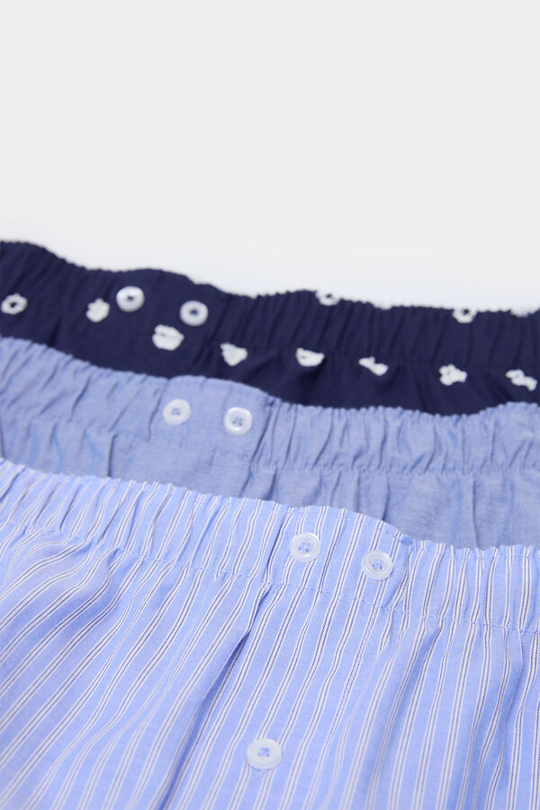 Springfield Pack de 3 cuecas de popelina estampadas azul