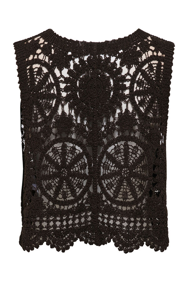 JDY Colete curto em crochet preto