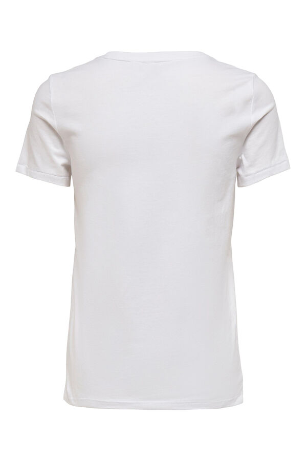 Springfield Camiseta de mujer de manga corta y cuello redondo blanco