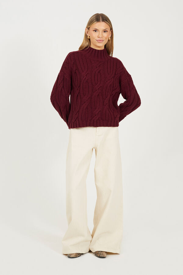 Brave Soul Jersey de punto con ochos burdeos