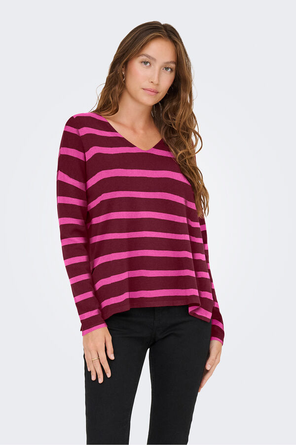 Only Camisola oversized com gola vermelho