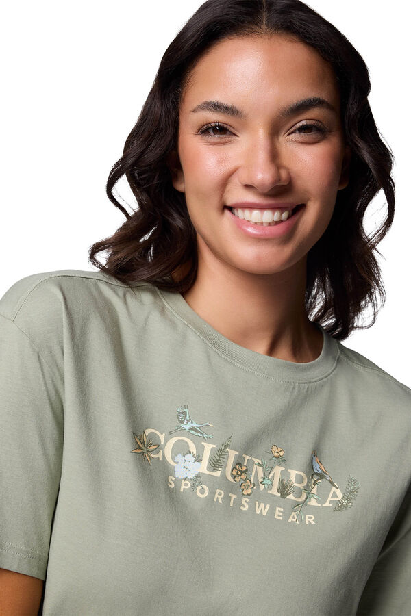 Columbia Columbia Camiseta feminina Rolling Bend™ com estampado Relaxed ajuste bege