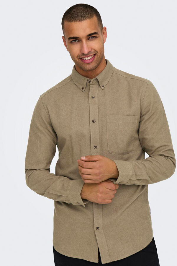 Only & Sons Camisa slim fit cinzento