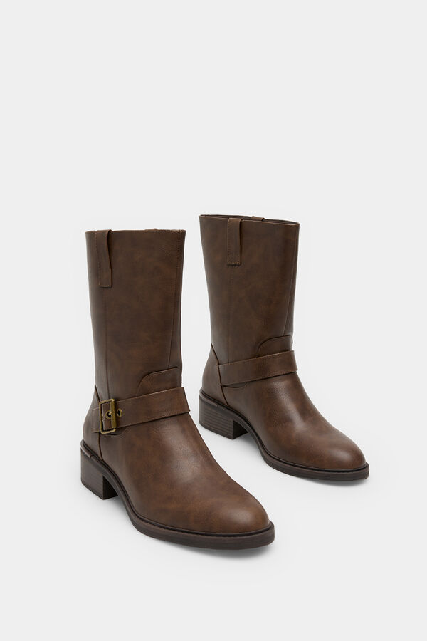 Springfield Bota de cano meia com efeito desgastado cru