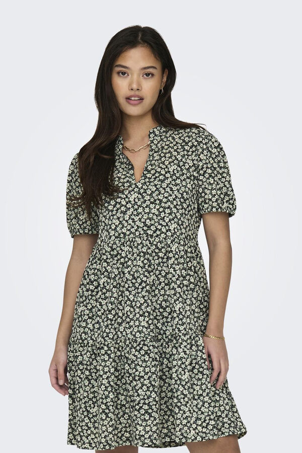 JDY Vestido curto com decote em V preto