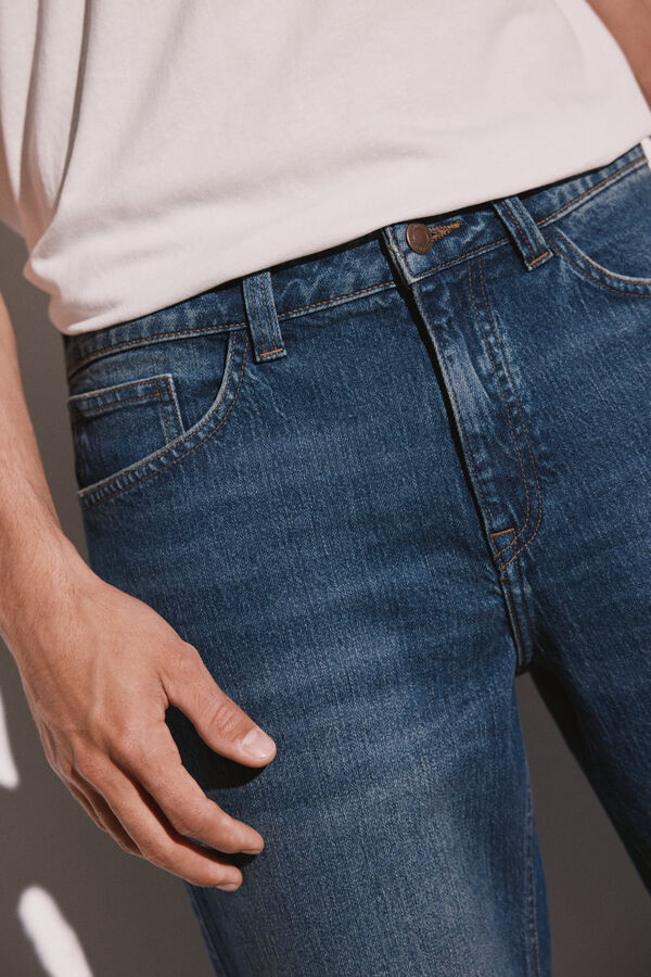 Springfield Jeans slim straight lavado oscuro turquesa