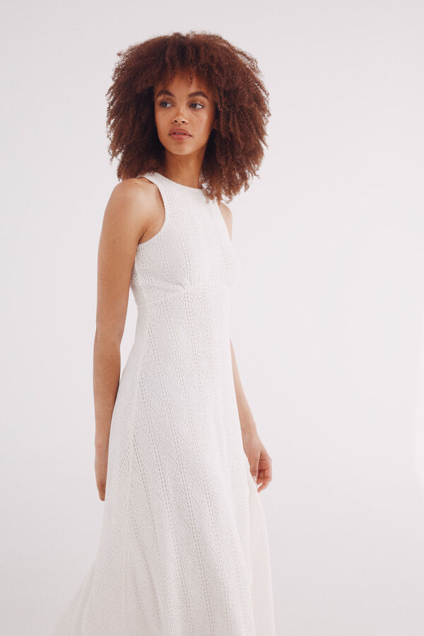 Springfield Vestido midi crochet blanco blanco