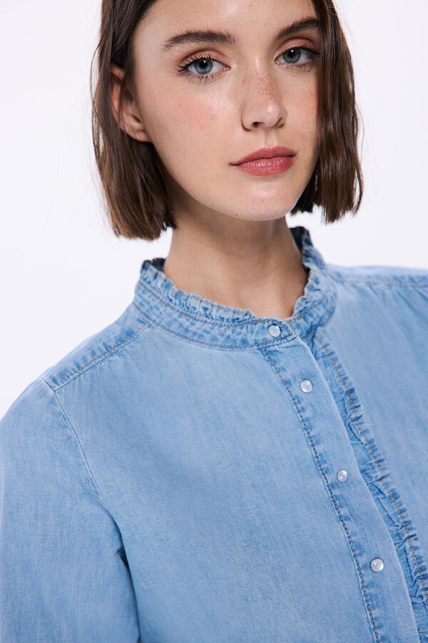 Springfield Blusa vaquera volantes azul