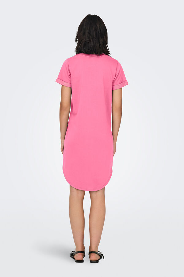 JDY Vestido de manga corta y cuello redondo rosa