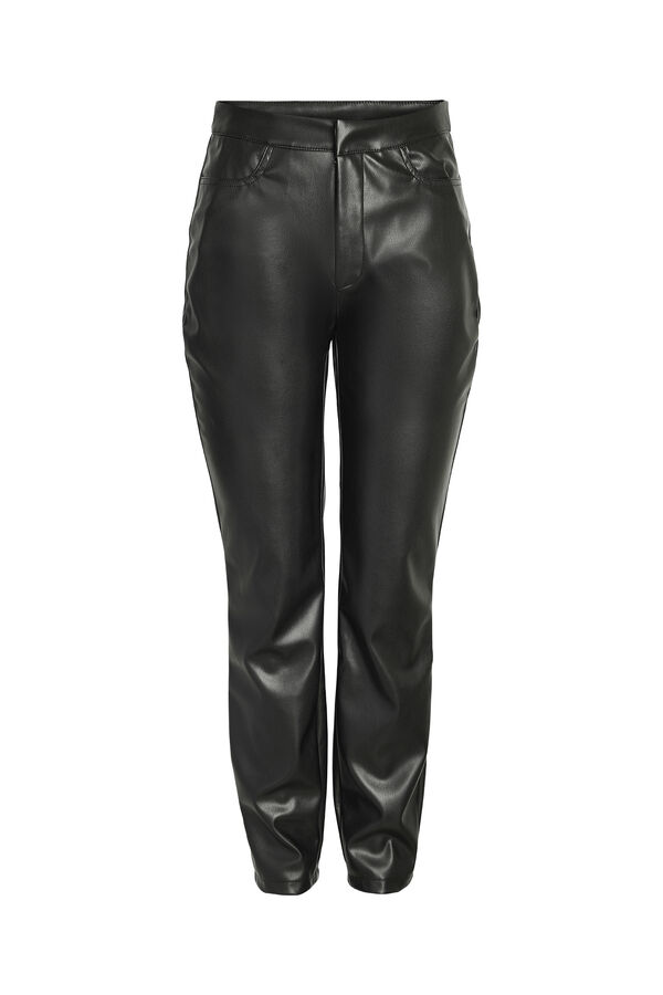 Noisy May Calças retas polipele preto