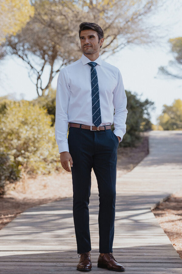 Celopman Camisa Vestir Estilo Liso blanco