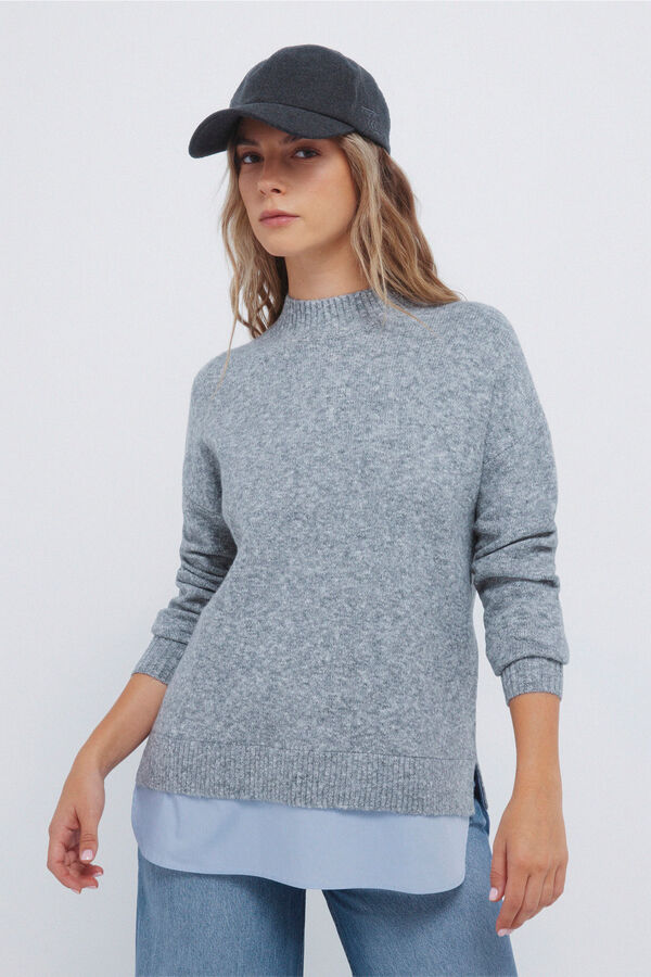 Springfield Camisola Perkins com gola combinada cinzento