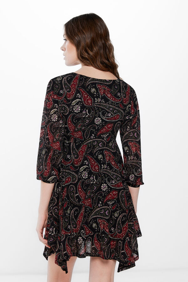 Springfield Vestido estampado curto bicos preto