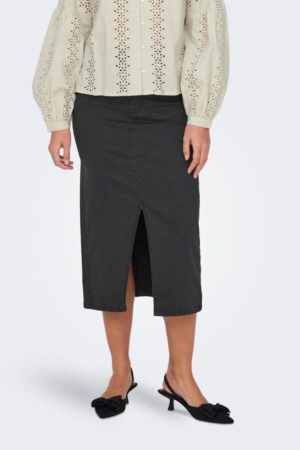 Only Falda midi ajustada de tiro alto negro