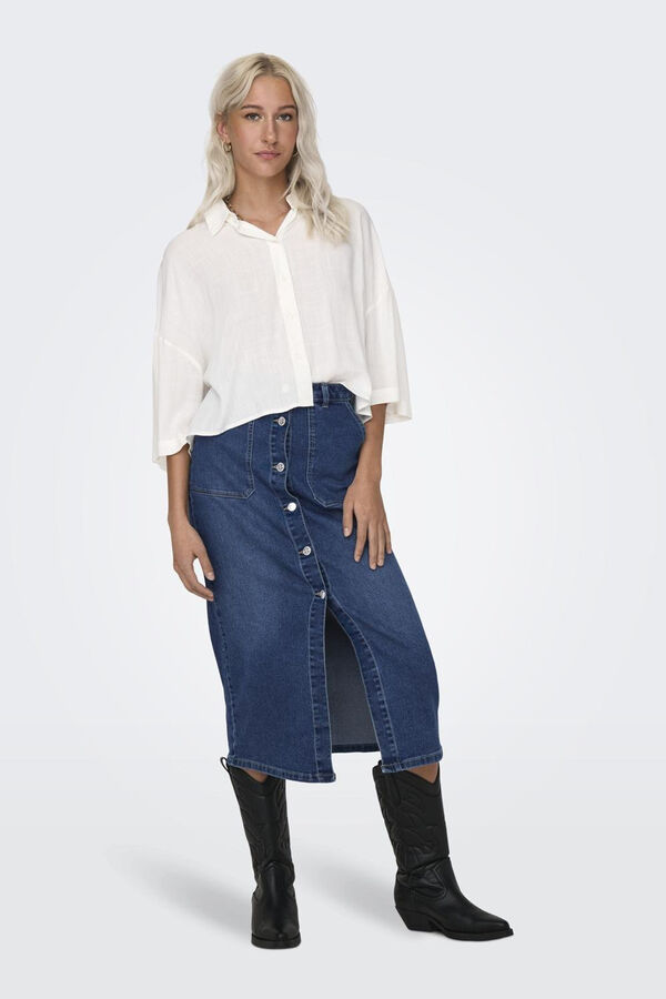 JDY Falda midi vaquera azul