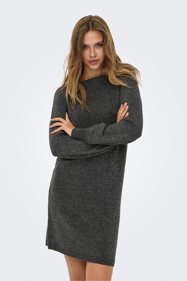 JDY Vestido curto de malha lurex cinzento