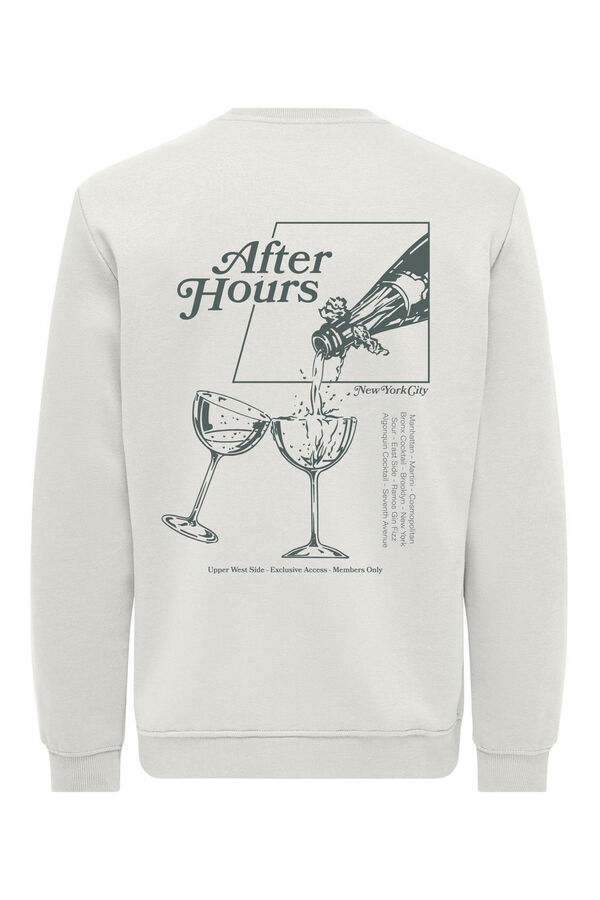 Only & Sons Sweatshirt com gola redonda e estampado nas costas branco