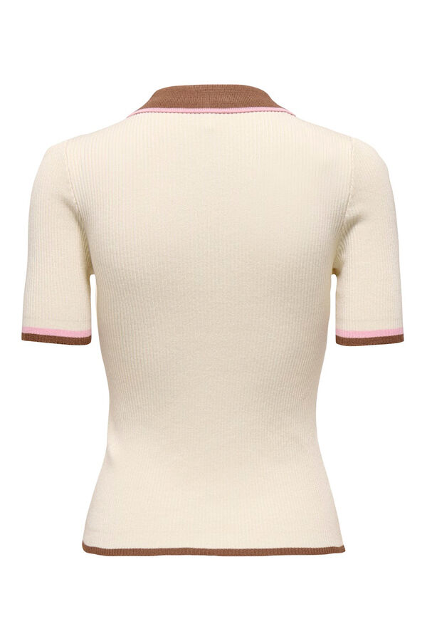 Only Polo de malha canelada bege