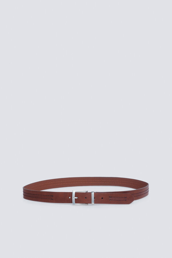 Springfield Cintur&oacute;n efecto piel pespuntes centrales nude