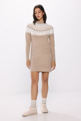 Springfield Vestido punto cenefas jacquard nude