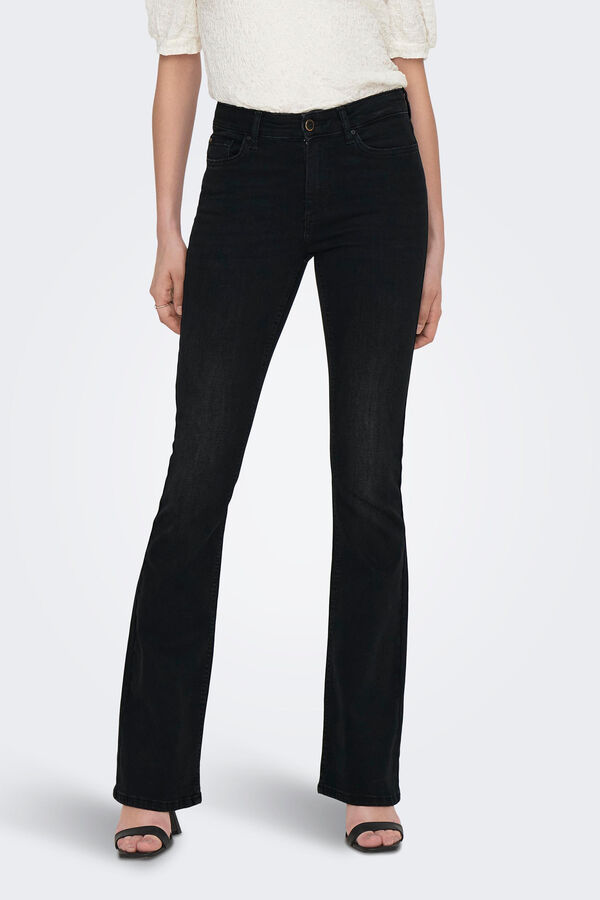 Only Jeans Flare Tiro Alto negro