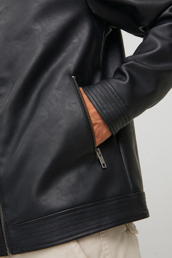 Jack & Jones Chaqueta efecto piel resistente al agua negro