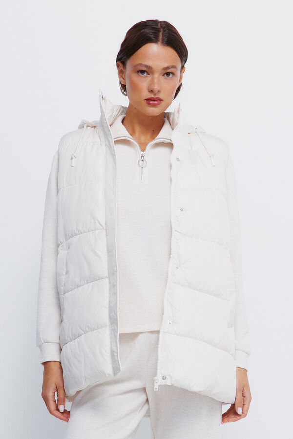 Springfield Colete com capuz em poli&eacute;ster reciclado branco