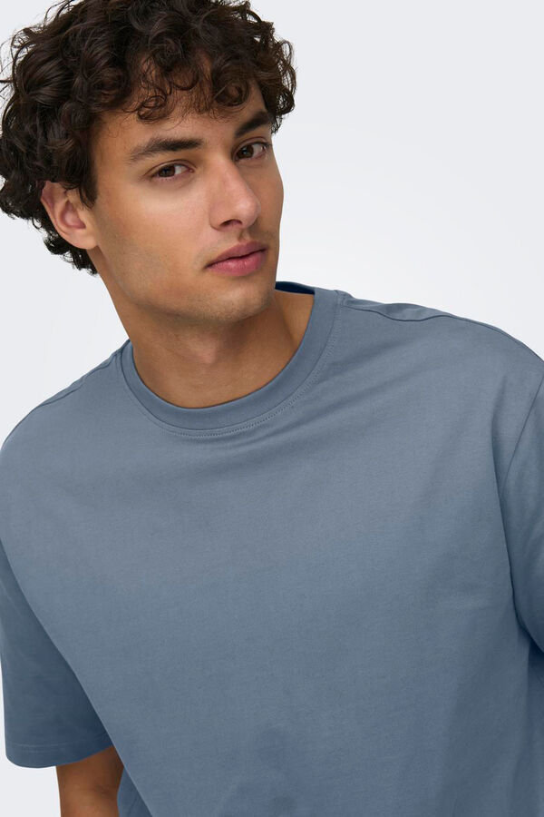 Only & Sons T-shirt manga curta corte folgado azul