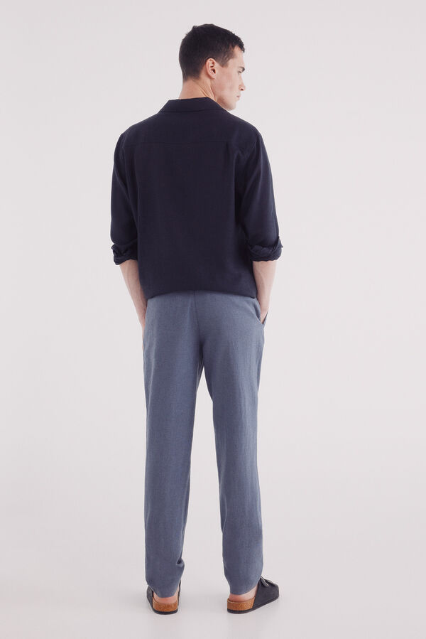 Springfield Cal&ccedil;a estruturada em linho slim fit azul