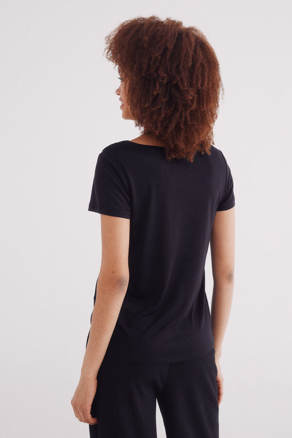 Springfield T-shirt decote crochet preto