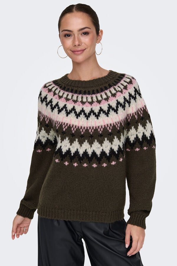 JDY Jersey de punto estampado marr&oacute;n