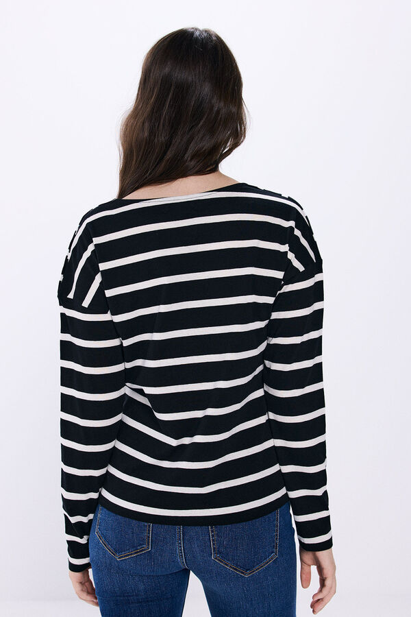 Springfield Camiseta cuello barca botones negro