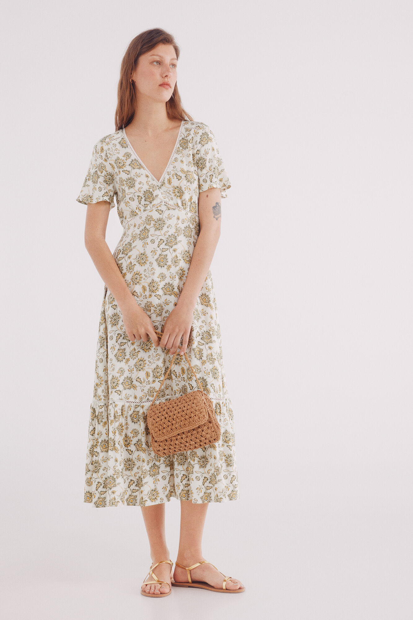 Springfield Vestido midi de renda estampado