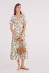 Springfield Vestido midi de renda estampado amarelo